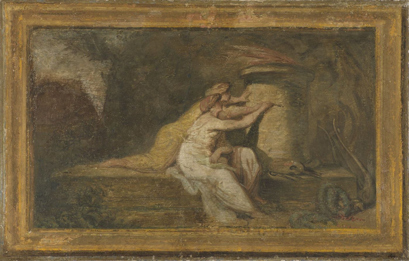 Felice Giani (San Sebastiano Curone 1758 - Rome 1823) Two vestal virgins near an altar - Tempera on detached plaster